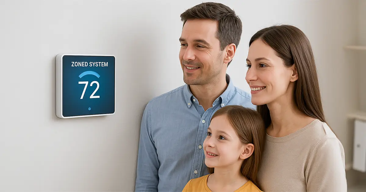 Mother, father and daughter enjoying their brand new HVAC Zoning in their home.